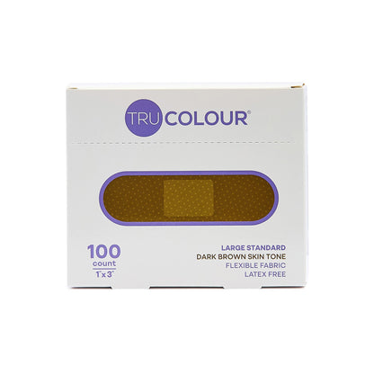 BANDAGE, STD ADH LF DRK BRN SKN TONE PUR BX 1X3" (100/BX 12B