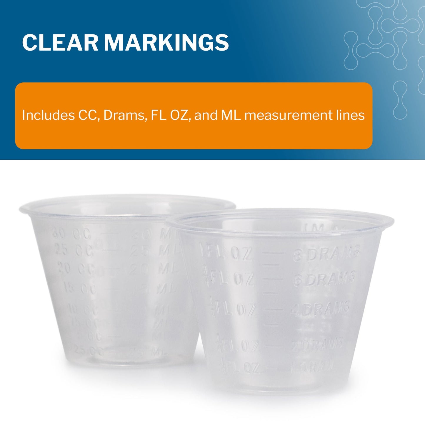 CUP, MED GRAD W/LIP 1OZ (100/SL)