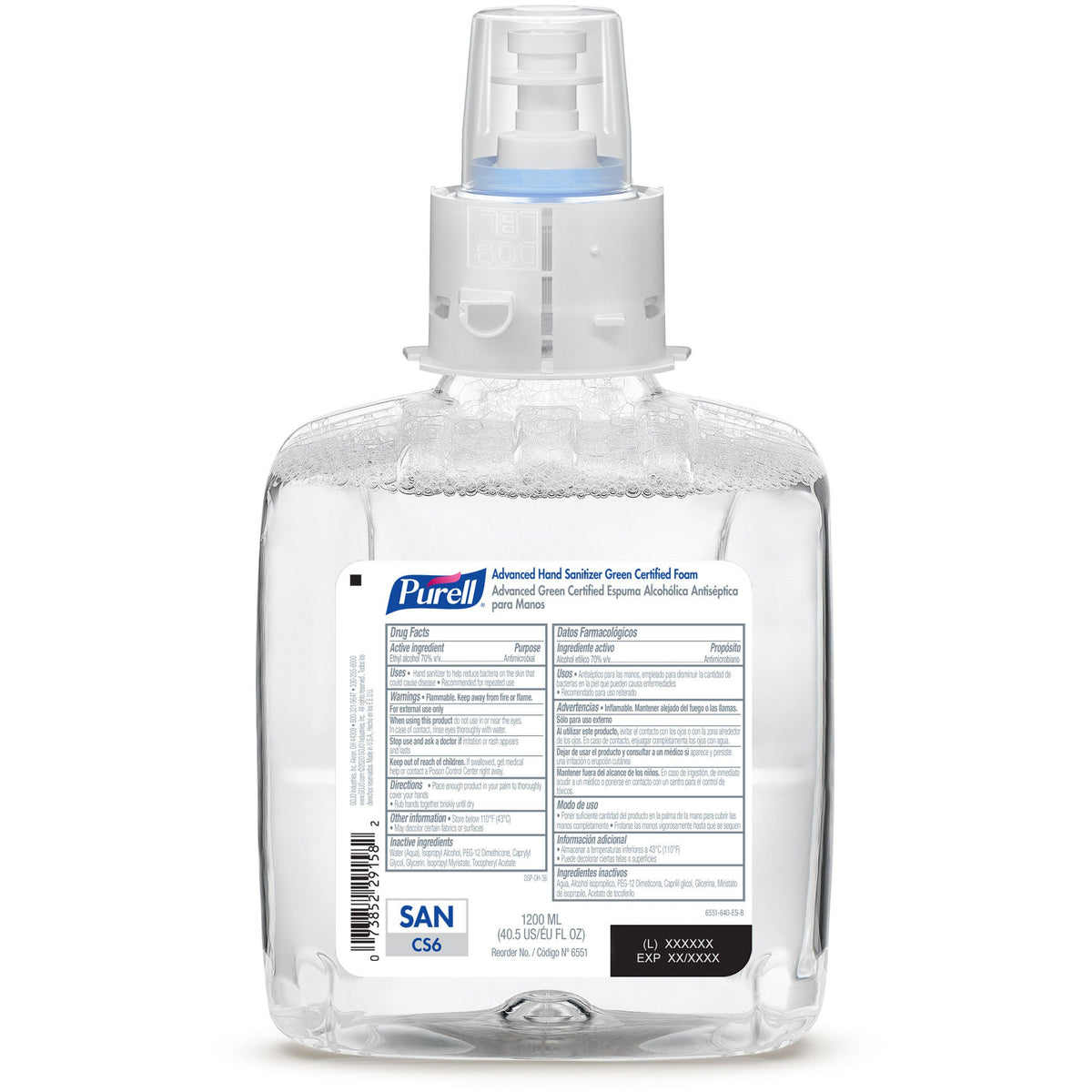 SANITIZER, HAND PURELL CS6 TOUCH FREE DSPN 1200ML (2/CS)