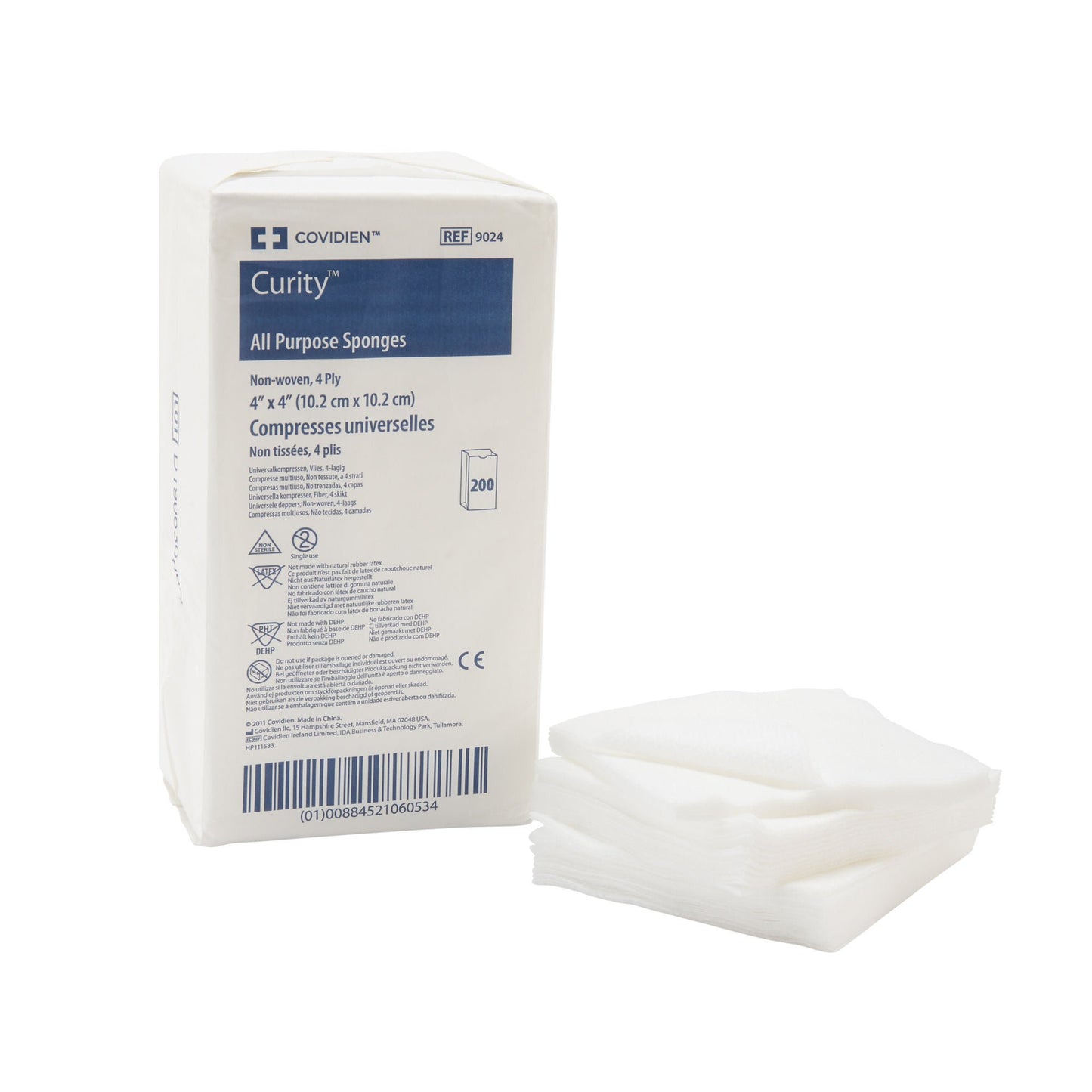 SPONGE, GAUZE CURITY 4PLY 4"X4" (200/BG 10BG/CS)