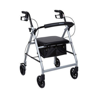 WALKER, ROLLATOR LTWT FOLDING ALUM W/6" WHLS SLVR 300LB