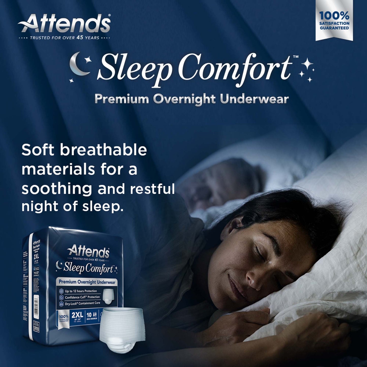 UNDERWEAR, INCONT SLEEP CMFRT PREM OVRNGHT 2XLG (10/BG 4BG/C