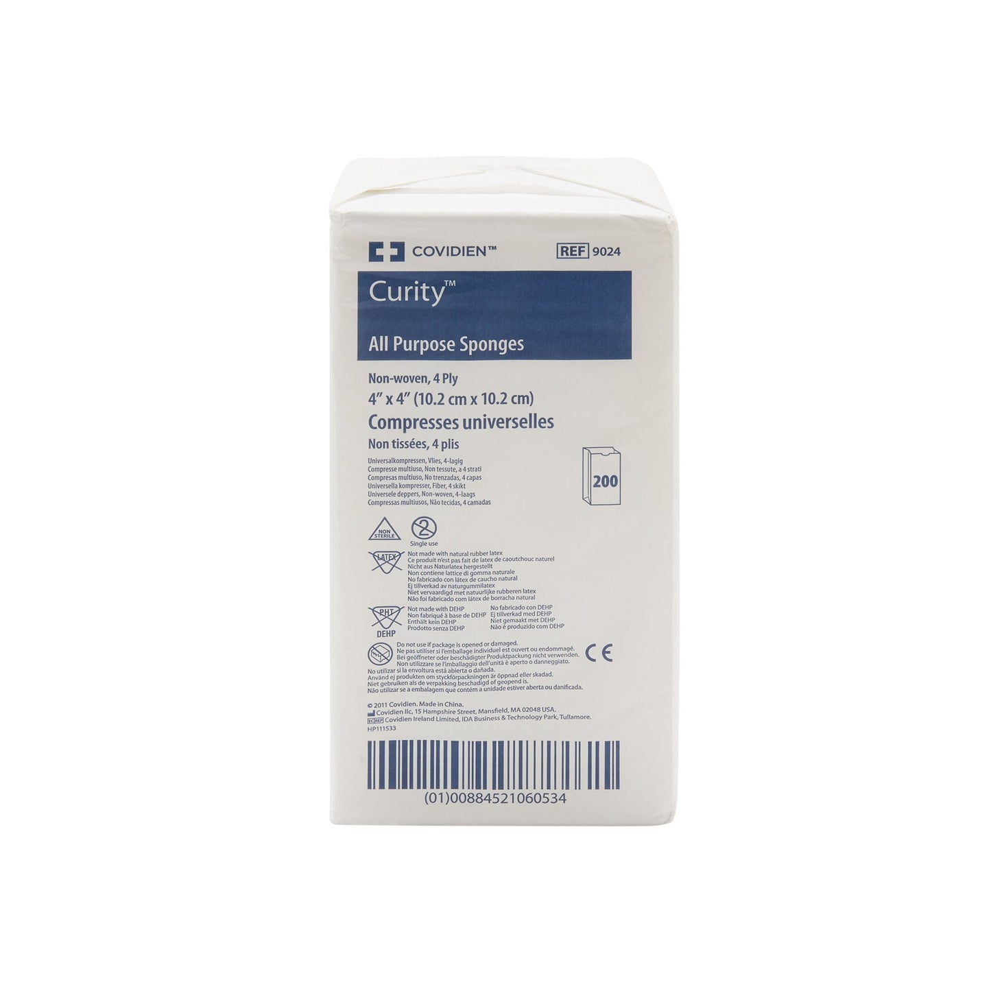 SPONGE, GAUZE CURITY 4PLY 4"X4" (200/BG 10BG/CS)
