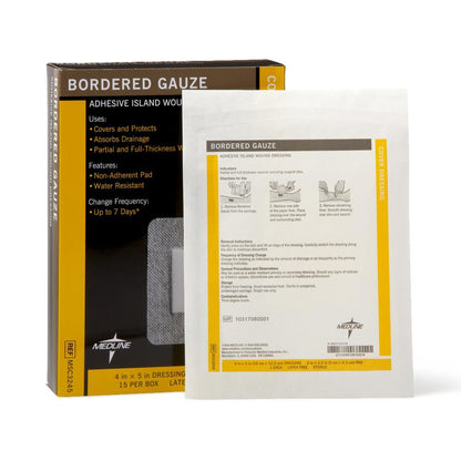 DRESSING, ADH W/BORDER GAUZE/PAD 4"X5" (15/BX 10BX/CS)