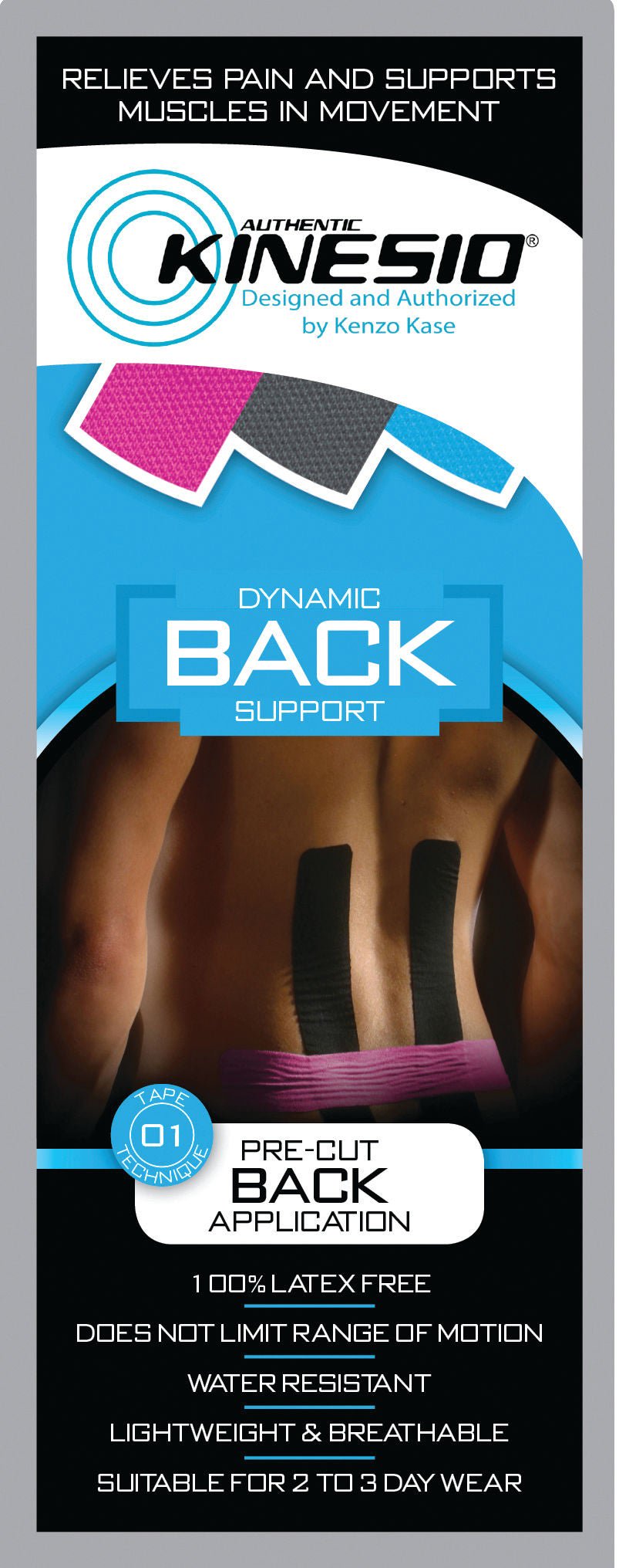 TAPE, LOW BCK SUPP ADH KINESIOPRE-CUT L/F (20/CS)