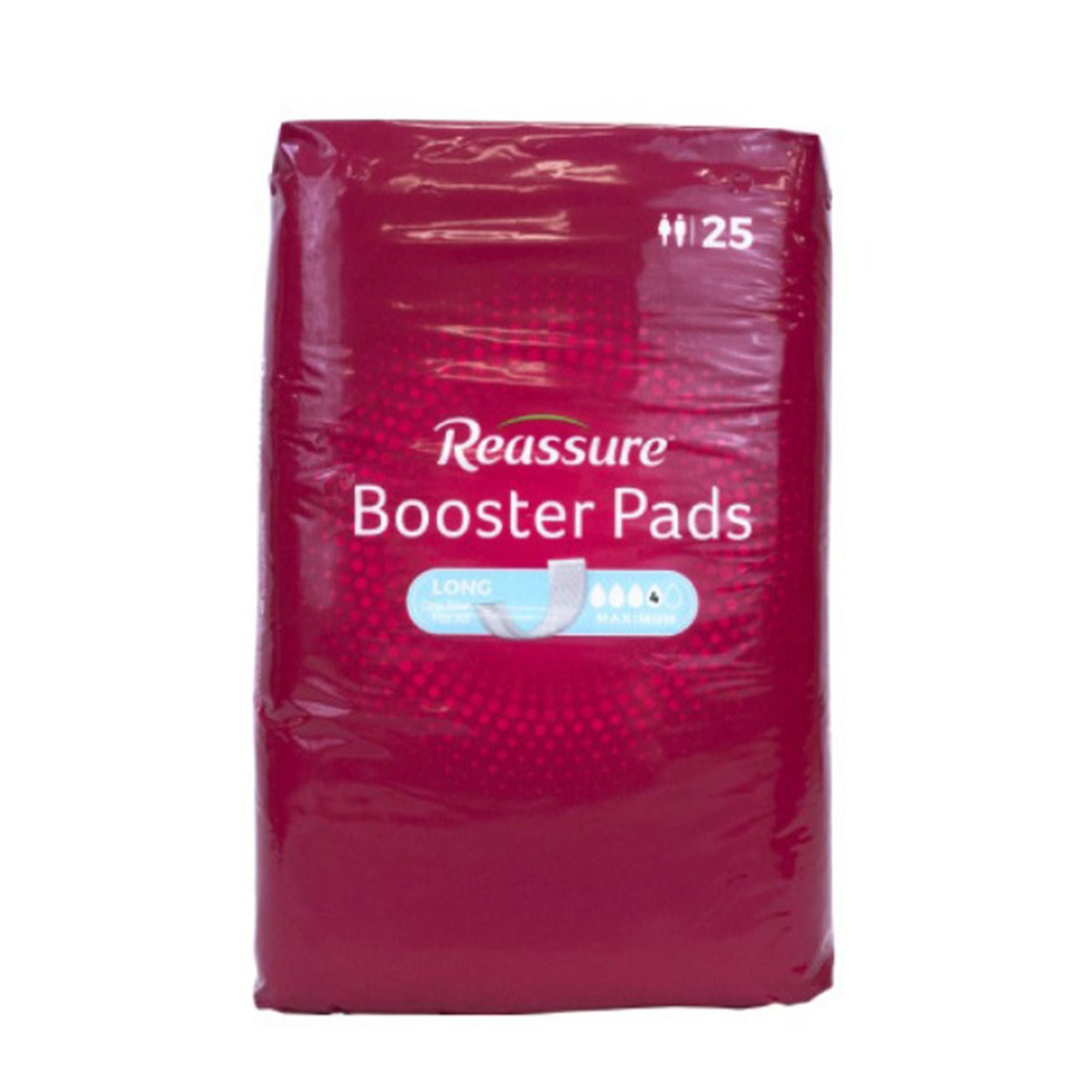 PAD, INCONT BOOSTER REASSURE MAXIMUM LONG (25/BG 8BG/CS)