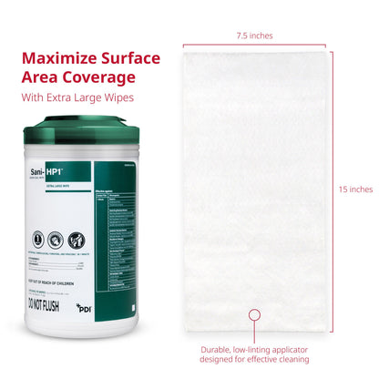 WIPE, GERMICIDAL DISINF H2O2 DISP XLG 7.5X15" (95/CN 6CN/CS