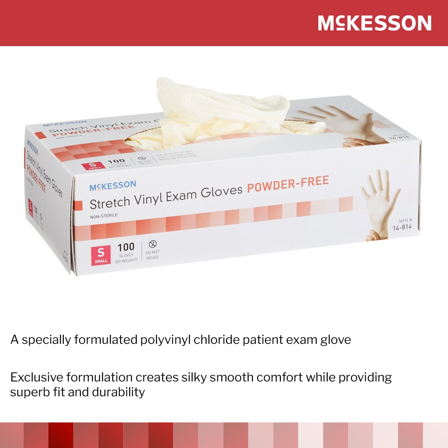 GLOVE, EXAM VNYLSTRCH SM N/S (100/BX 10BX/CS)