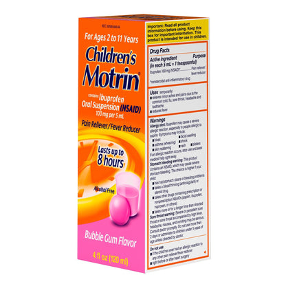 MOTRIN, ORAL SUSPN CHILD BUBBLE GUM 100MG/5ML 4OZ