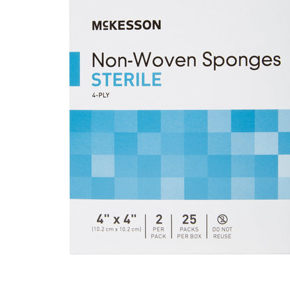 SPONGE, N/WOVN 4PLY 4"X4" STR 2'S (25PK/BX)