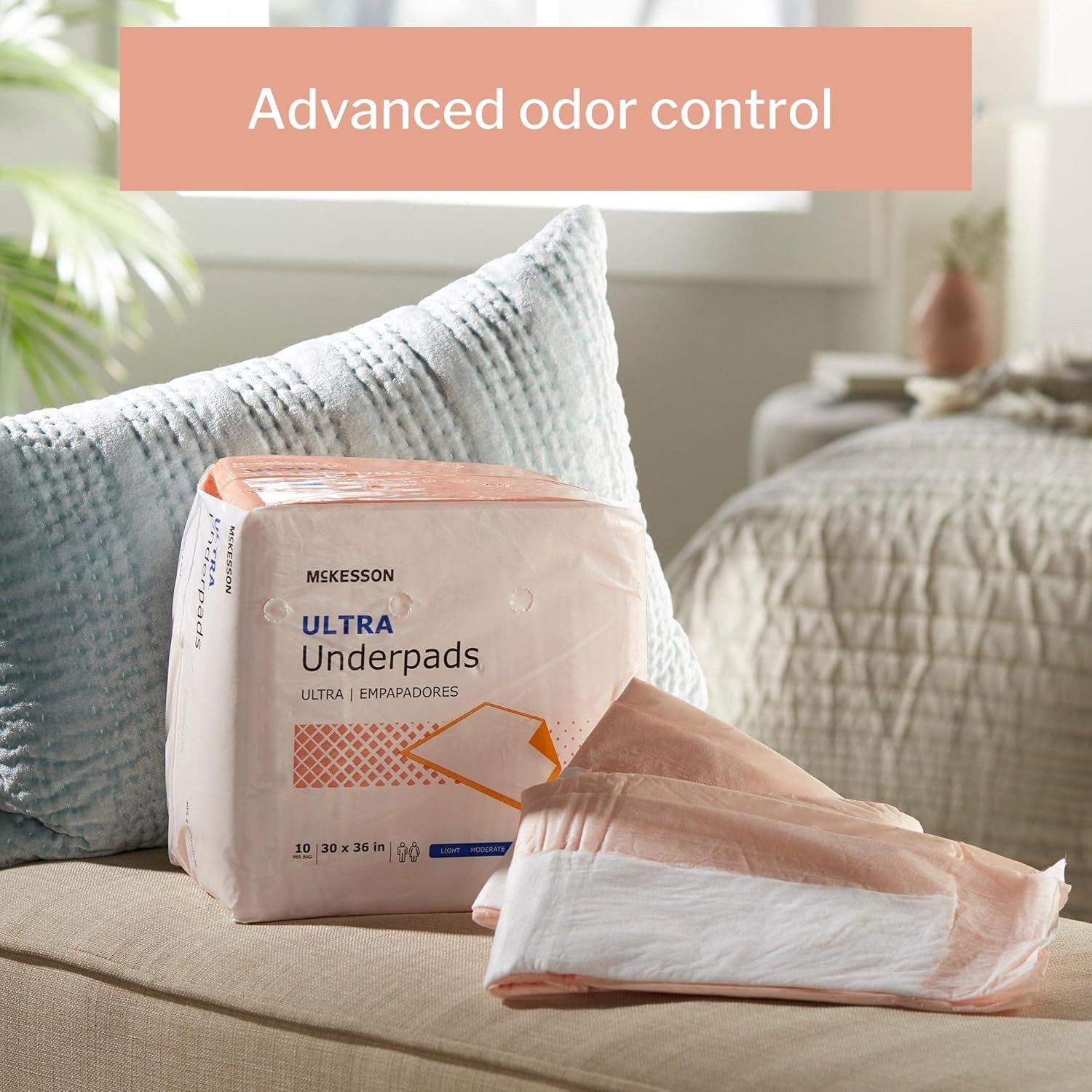 McKesson Ultra Underpads, Adult Incontinence Bed Pads, Chux, Disposable, Heavy Absorbency, 30 in x 36 in, 200 Count