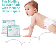 Medline Booster Pads with Adhesive, 192 Count, Baby Diaper Doubler for Overnight Use to Help Eliminate Leaks