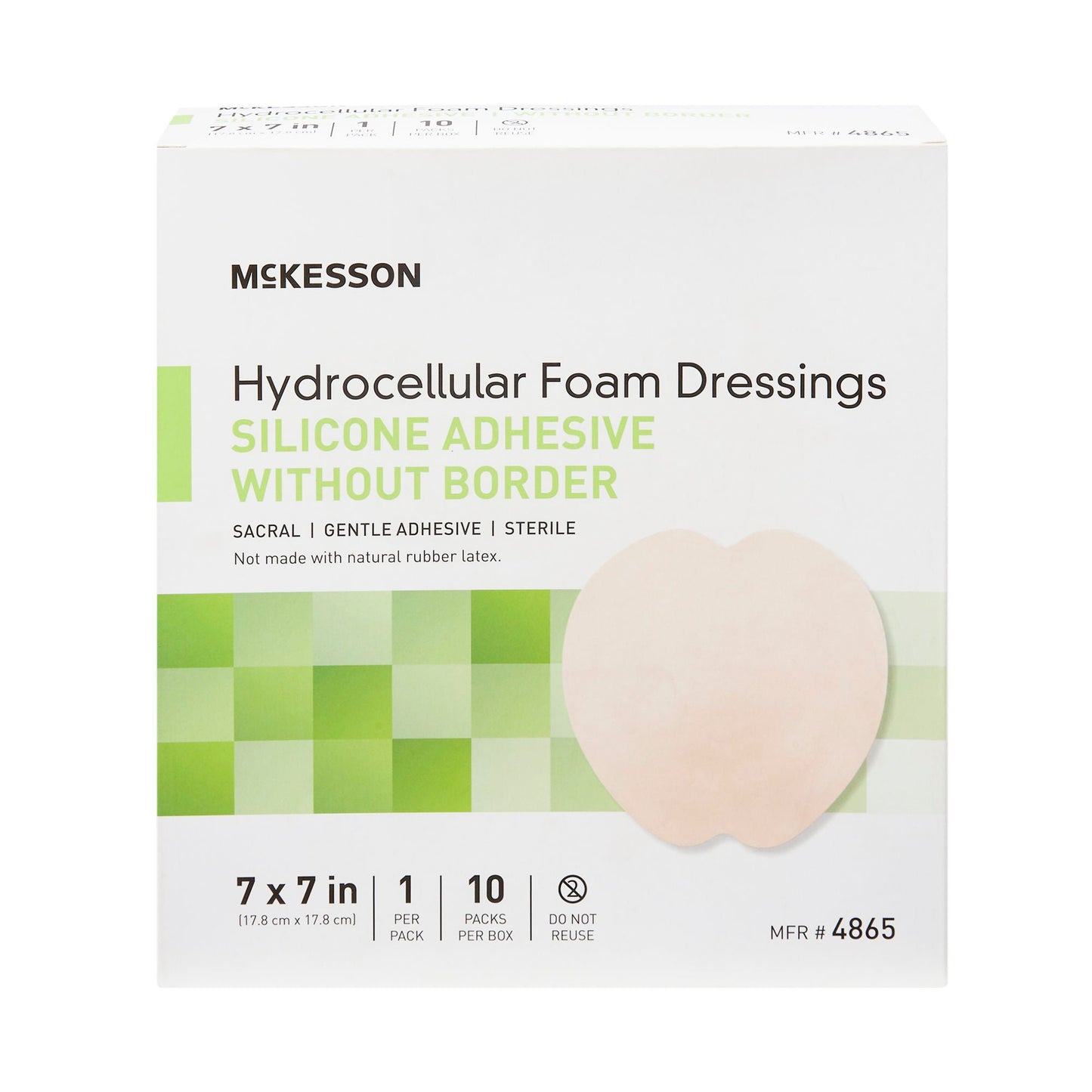 FOAM, ADH SIL W/O BORDER SACRAL 7"X7" (10/BX 20BX/CS)