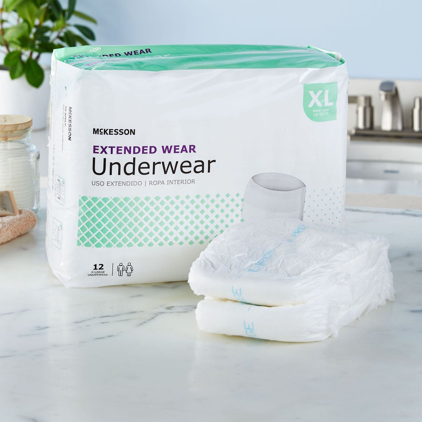 UNDERWEAR, EXTENDED WEAR XLG 58-68 (12EA/BG 4BG/CS)