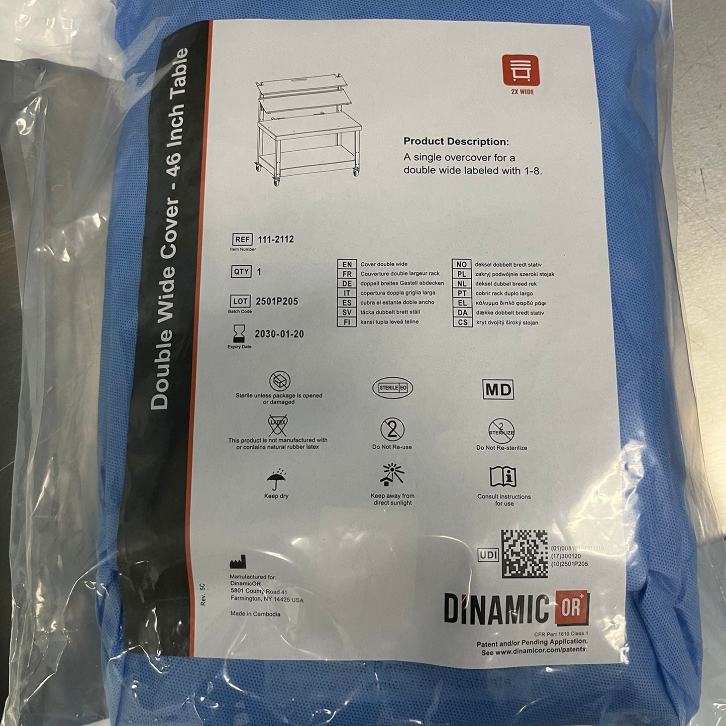 DRAPE, TBL DINAMICOR DISP CVR W/PROCED FEE APP SM 46" (12/BX