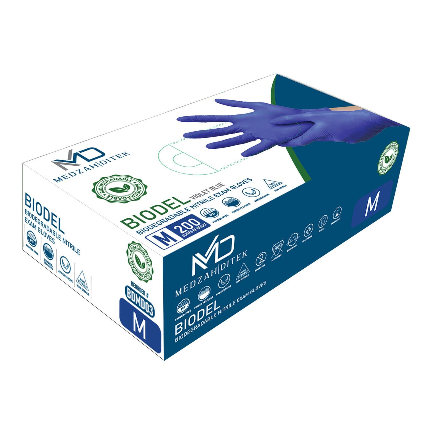 GLOVE, EXAM BIODEGRADABLE MED 4.0MIL 9.5" (200EA/BX 10BX/CS)