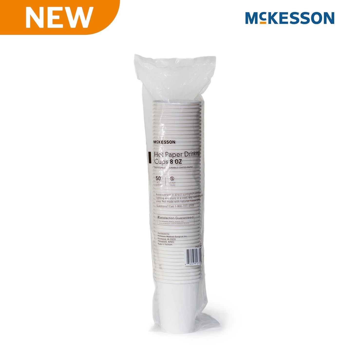 CUP, DRINK PAPER HOT WHT 8OZ (50/SL 20SL/CS)