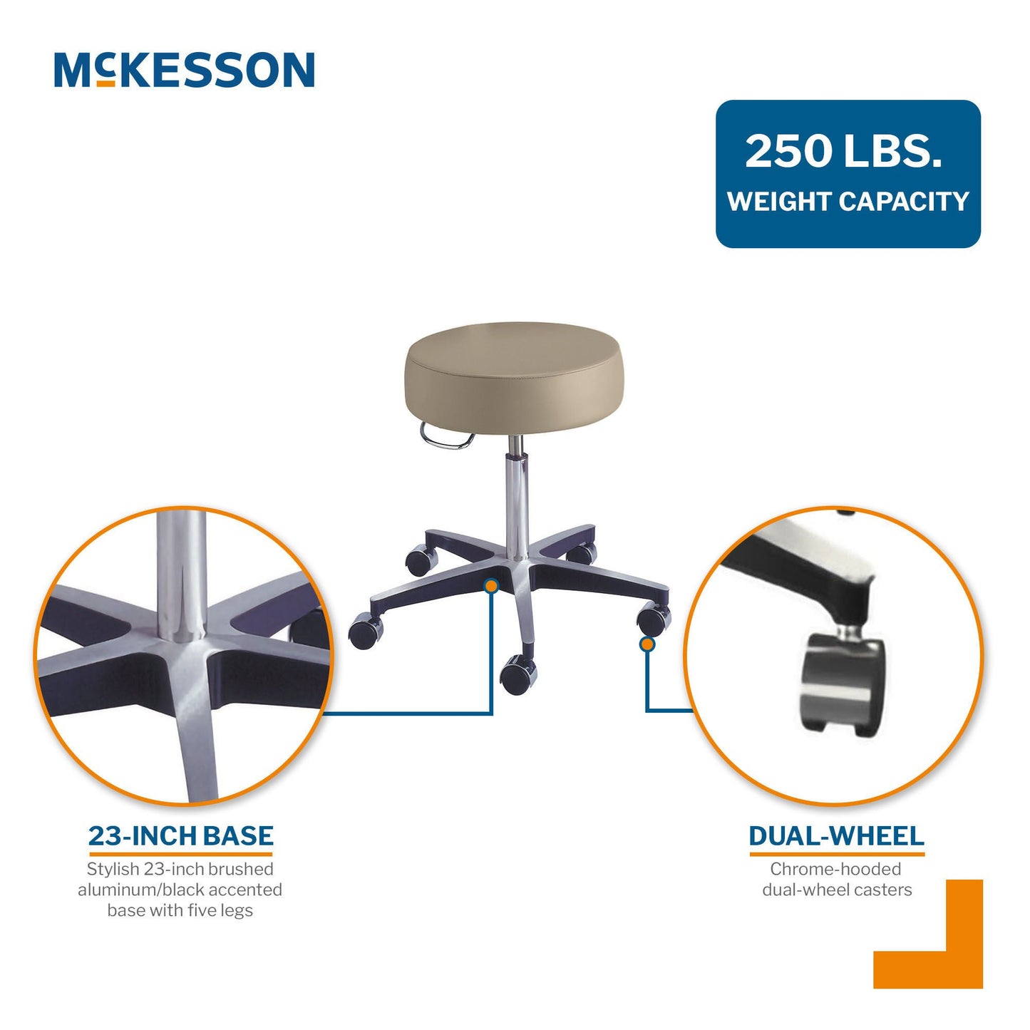 STOOL, EXAM PNEUMATIC 5LEG CLAMSHELL