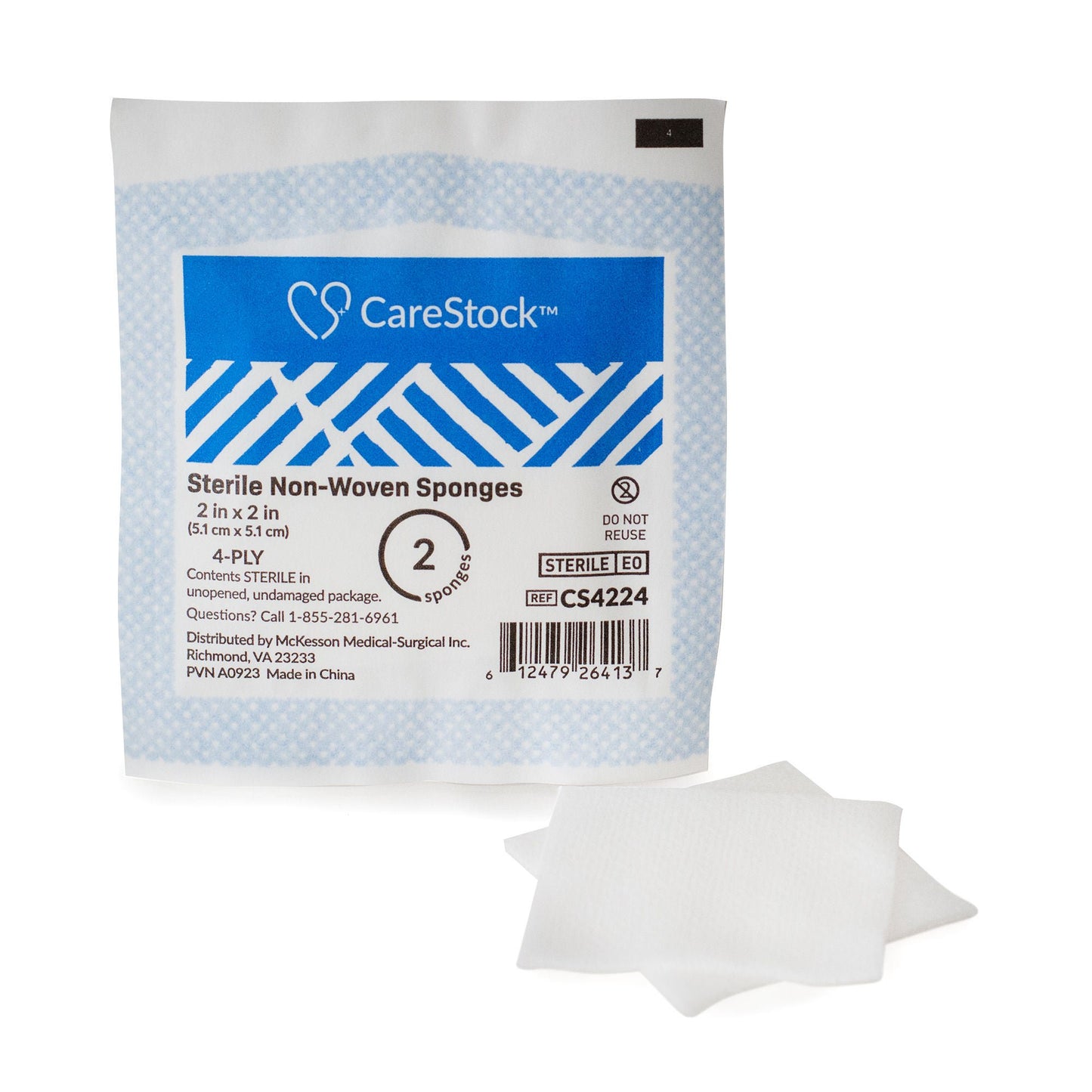SPONGE, GAUZE N/WOVN 4PLY STR 2X2"(2/PK 50PK/BX 30BX/CS)