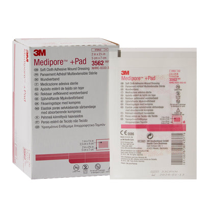 DRESSING, SOFT CLOTH MEDIPORE +PAD 2"X2 3/4"(50/BX)