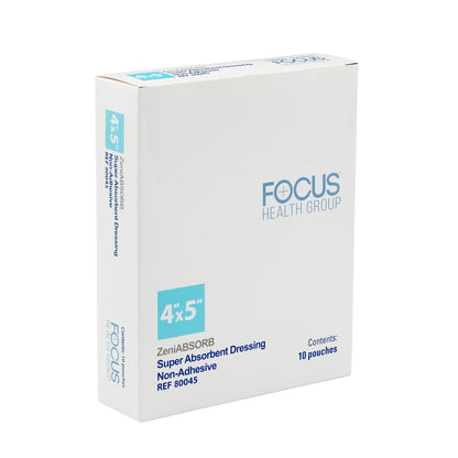 DRESSING, FOAM SUPER ABSRB ZENIABSORB N/ADH 4"X5" (10/BX)