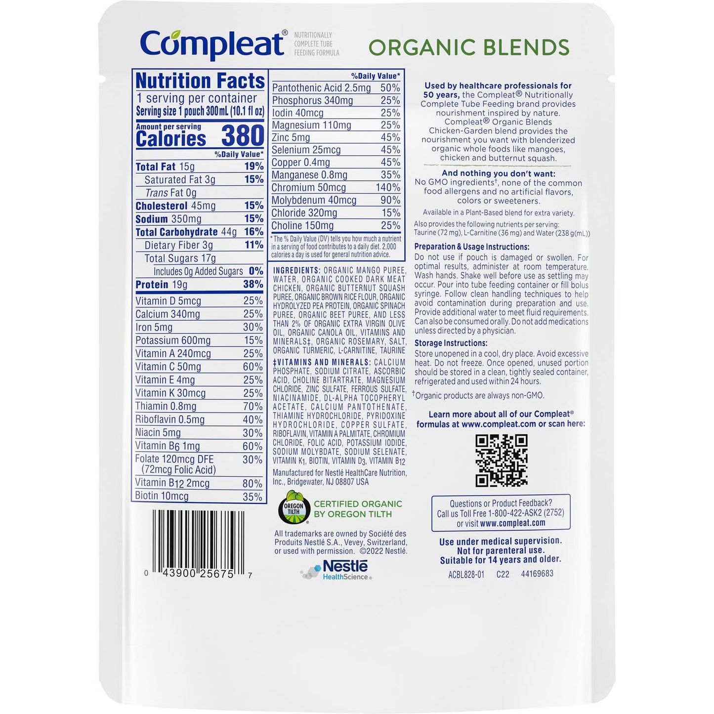 FORMULA, COMPLEAT ORG BLND CHICKEN GARDEN 10.1OZ 300ML (24/C