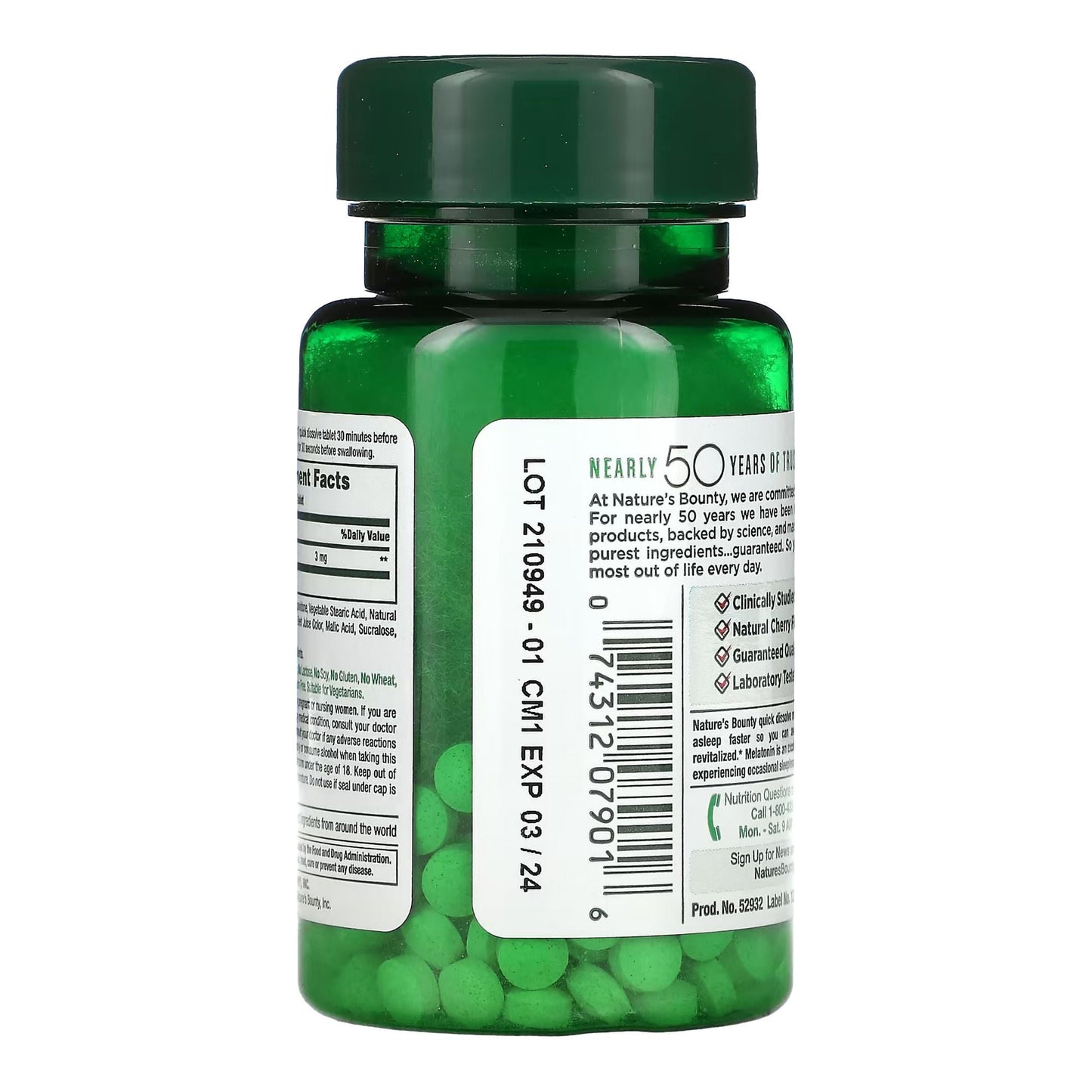 MELATONIN, TAB NATURES BOUNTY 3MG (120/BT)