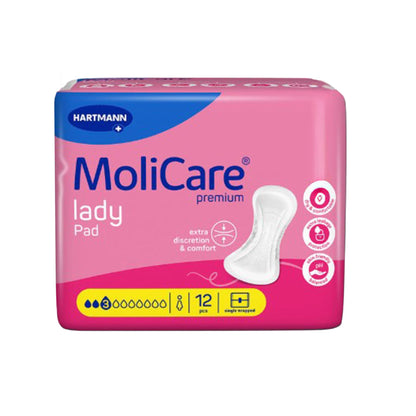 PAD, INCONT PREM LADY MOLICARE2DROPS (12/BG 18BG/CS)