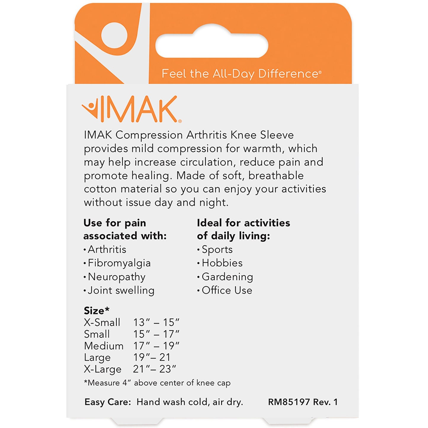KNEE SLEEVE, COMPRESSION IMAK ARTHRITIS SOFT BLK/GRY MED
