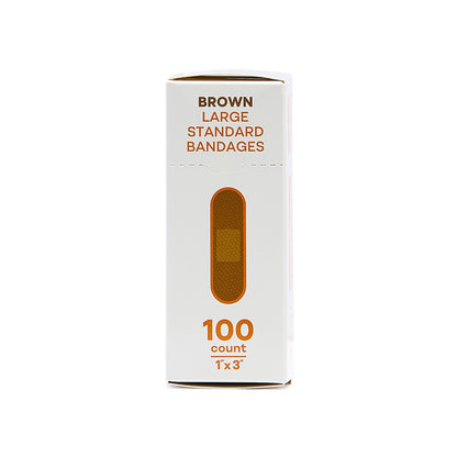 BANDAGE, STD ADH LF BRN SKIN TONE ORG BX 1X3" (100/BX 12BX/C