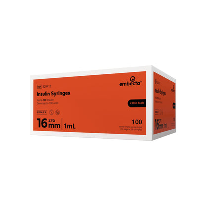SYRINGE/NDL, INSULIN 1CC 27GX5/8" (100/BX) BD