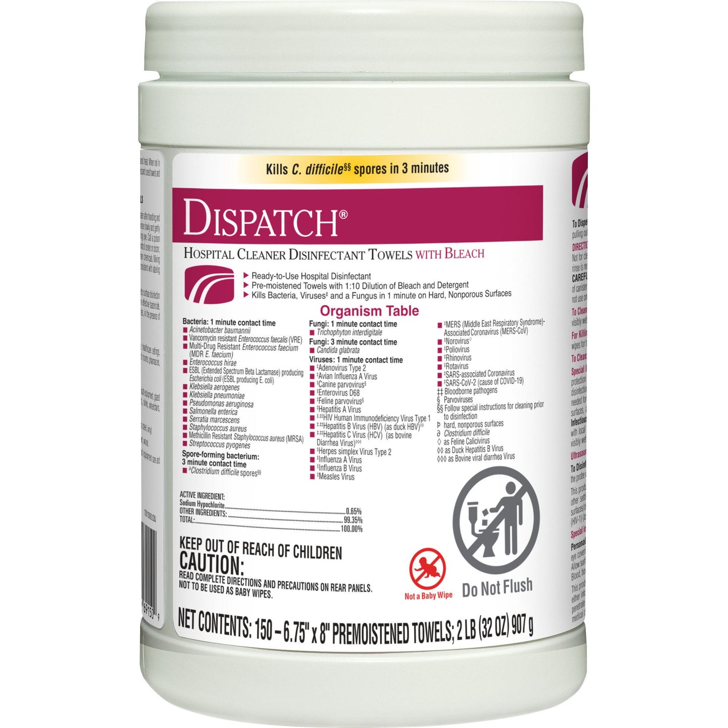 TOWEL, DISINFECTANT W/BLEACH (150EA/PK 8PK/CS)