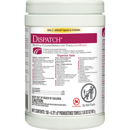 TOWEL, DISINFECTANT W/BLEACH (150EA/PK 8PK/CS)