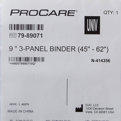 BINDER, 3PANEL 9" 45"-62" UNIV