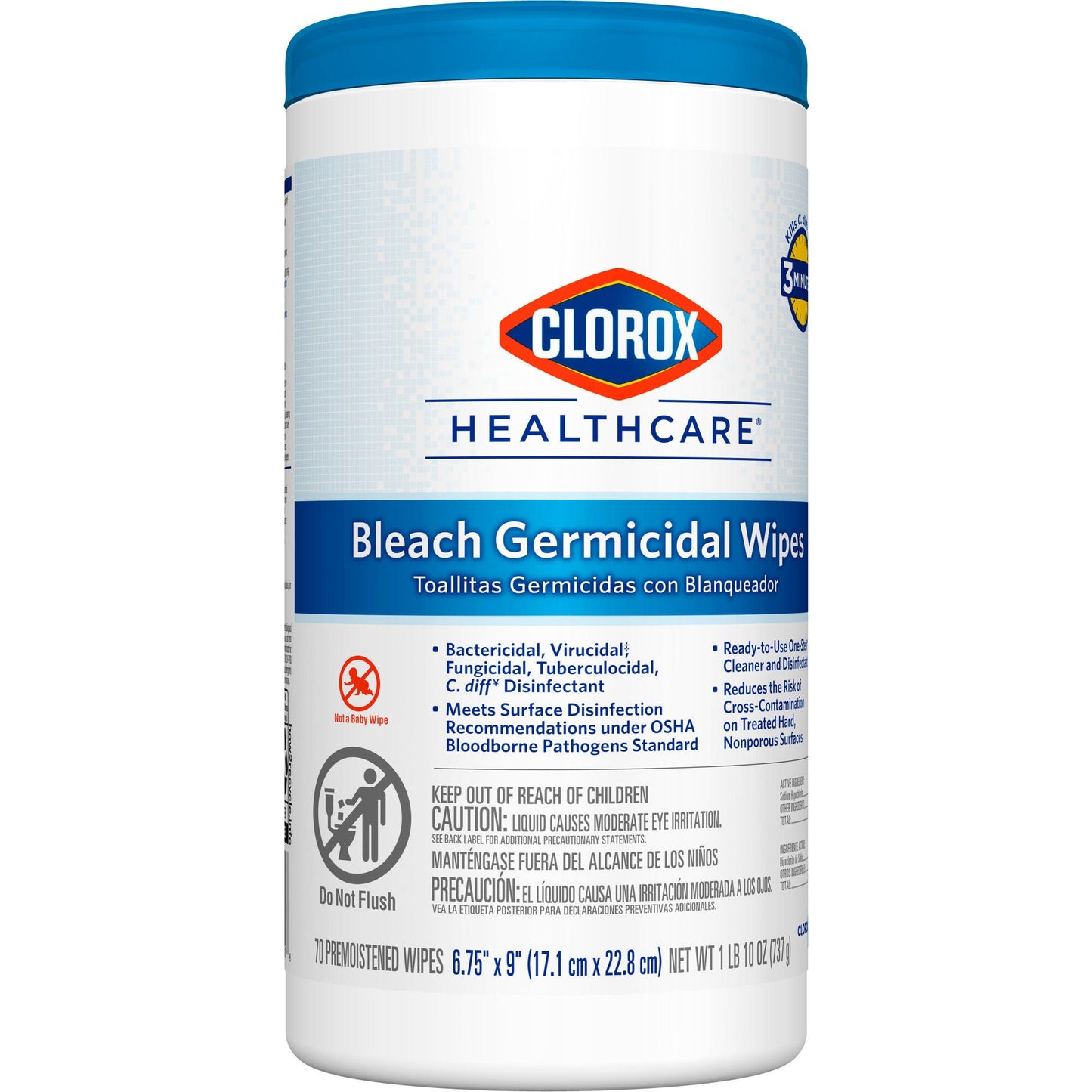 WIPE, GERMICIDAL CLOROX 6.75"XX9" 70/CT (6CT/CS) SALFLD