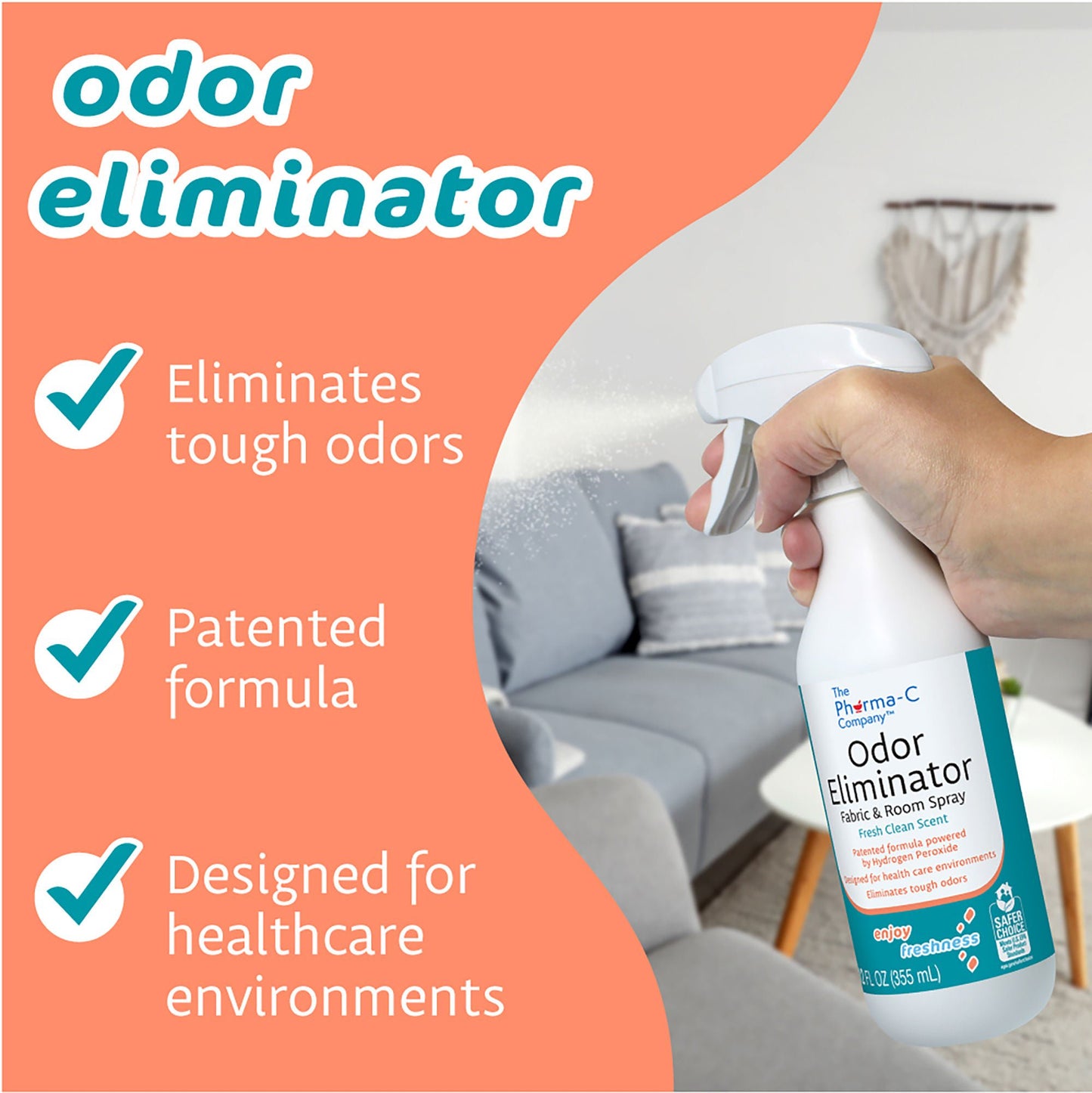 DEODORIZER, FABRIC & ROOM PHARMA-C SPRAY 12OZ (6/CS)