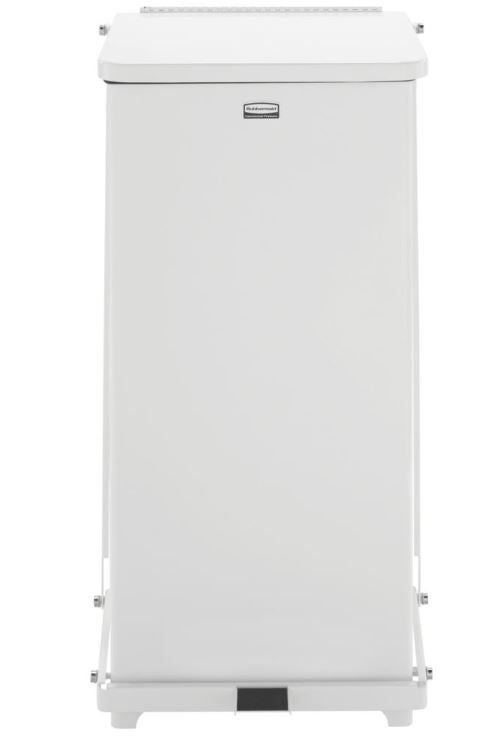 CAN, TRASH RUBBERMAID STEP-ON DEFENDER WHT 24GL W/PLAS LINER