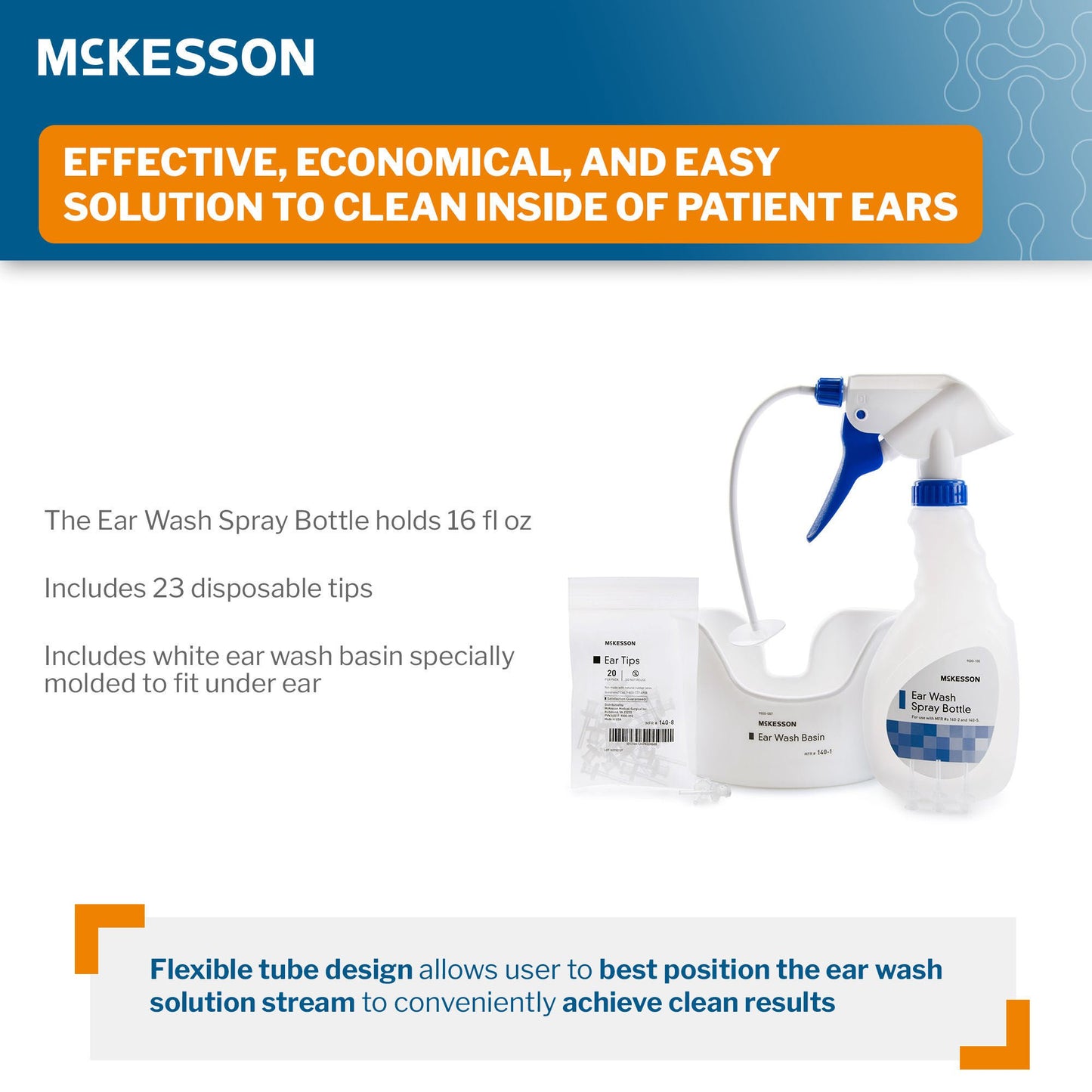EAR WASH KIT, FLX TU/BASIN/20TIPS (1KT/BG 10BG/CS)
