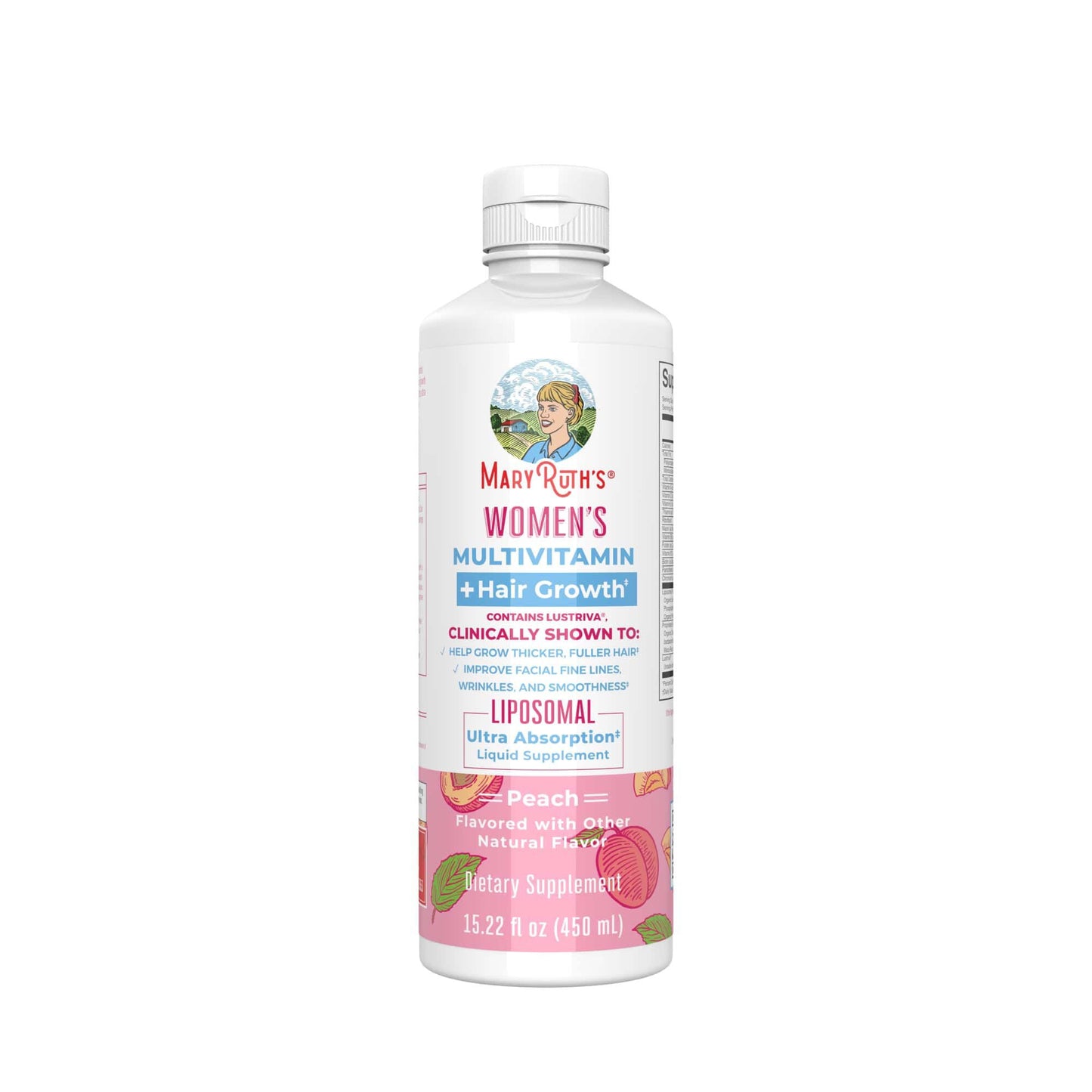 SUPPLEMENT, LIQ WMN MULTIVITMN+HAIR GROW PEACH 15.22OZ (6/C