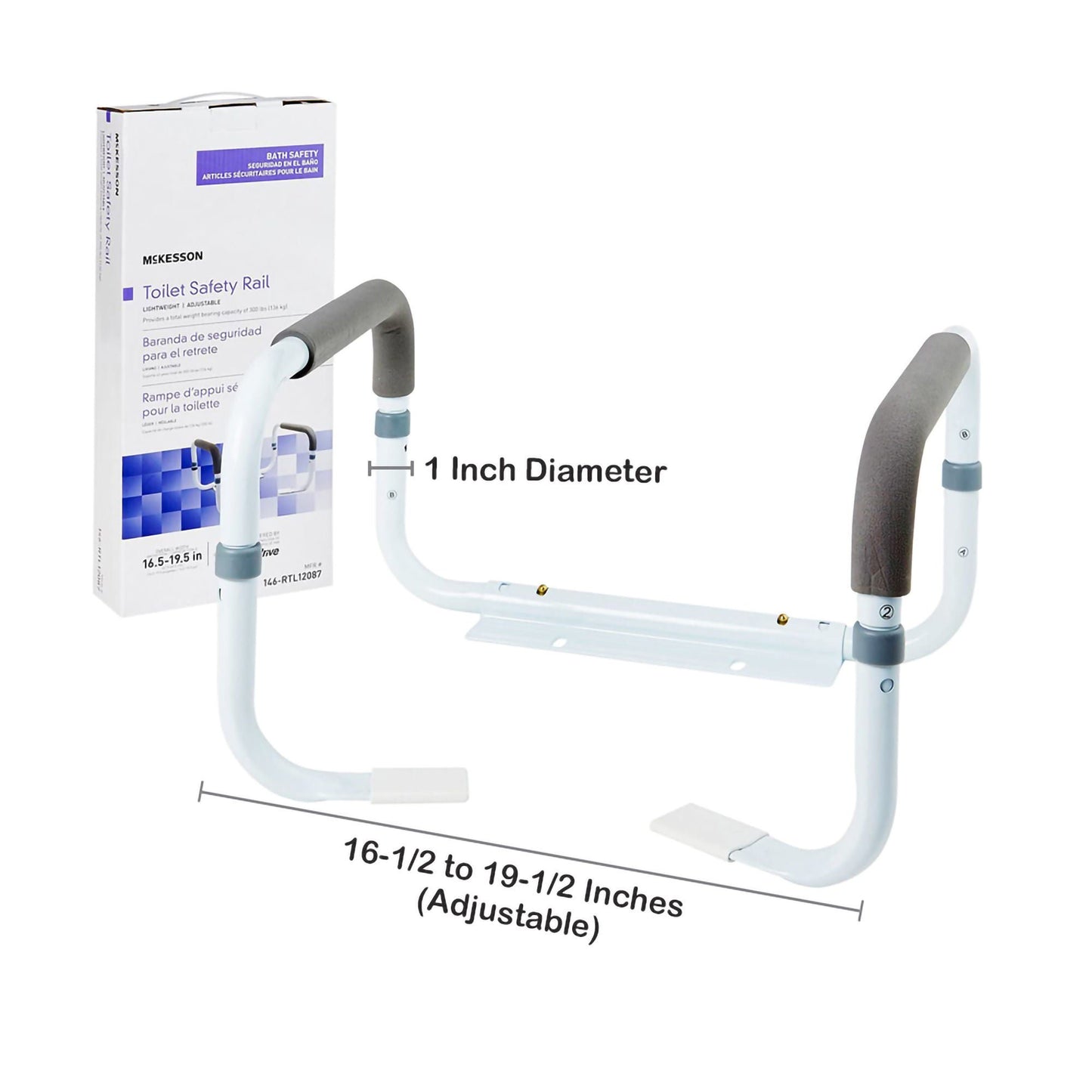 RAIL, TOILET SAFETY ADJ WIDTH 16.5"-19.5" (2/CS)