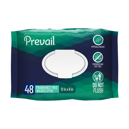 WASHCLOTH, PREVAIL W/LOTION FRAG FREE W/LID 12X8 (48/PK 12PK