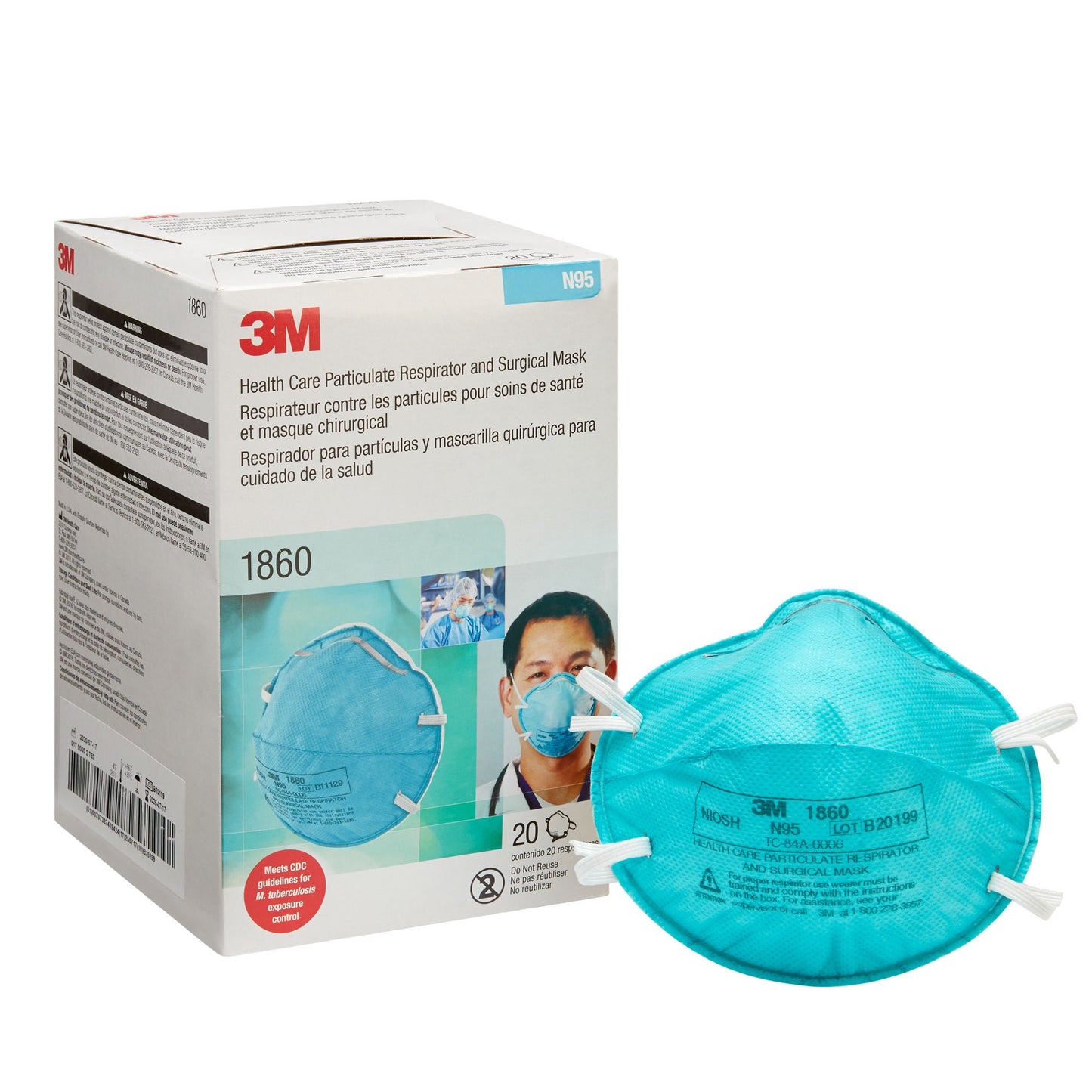 MASK, RESPIRATOR-DISP N95-MEDICAL ONESZ (20/BX 6BX/CS)