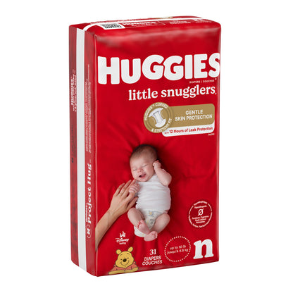 DIAPER, HUGGIES LITTLE SNUGGLERS JUMBO NEWBORN (31/PK 4PK/CS