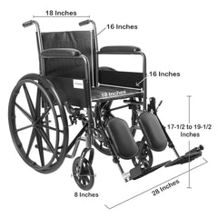 WHEELCHAIR, FA ELR 18" 300LBS