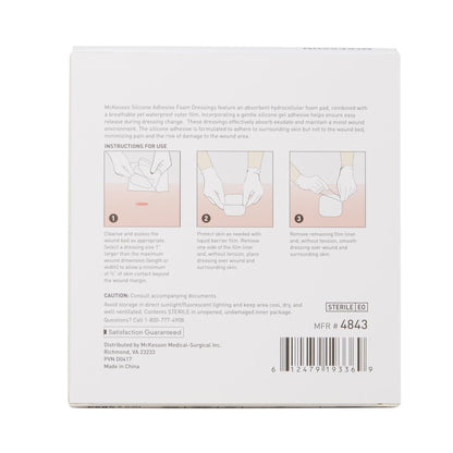 FOAM, ADH SIL W/BORDER 4"X4" (10/BX 20BX/CS)