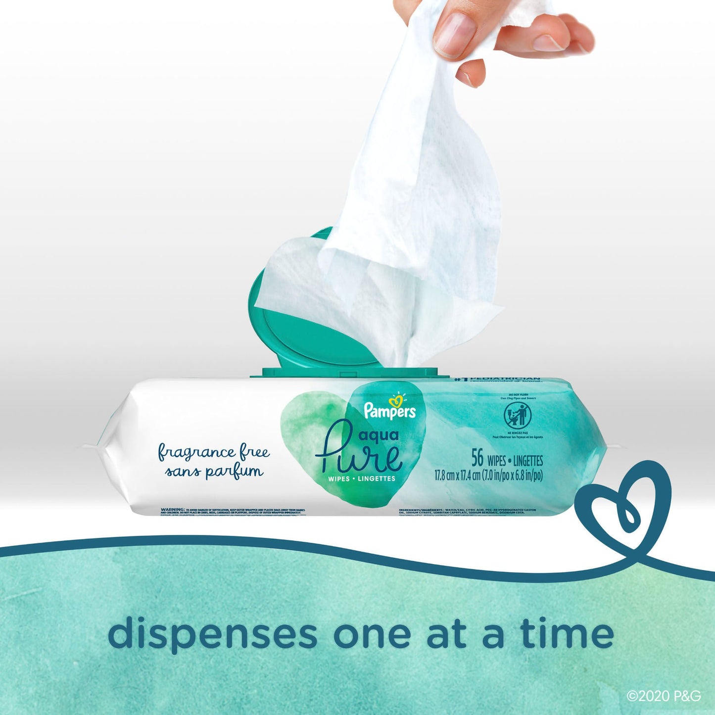 WIPE, PAMPERS AQUA PURE 56X2 (112/PK 4PK/CS)