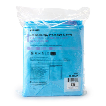 GOWN, CHEMO FULL BCK HOOK&LOOPCLSR AAMI2 XLG (10/BG 3BG/CS)