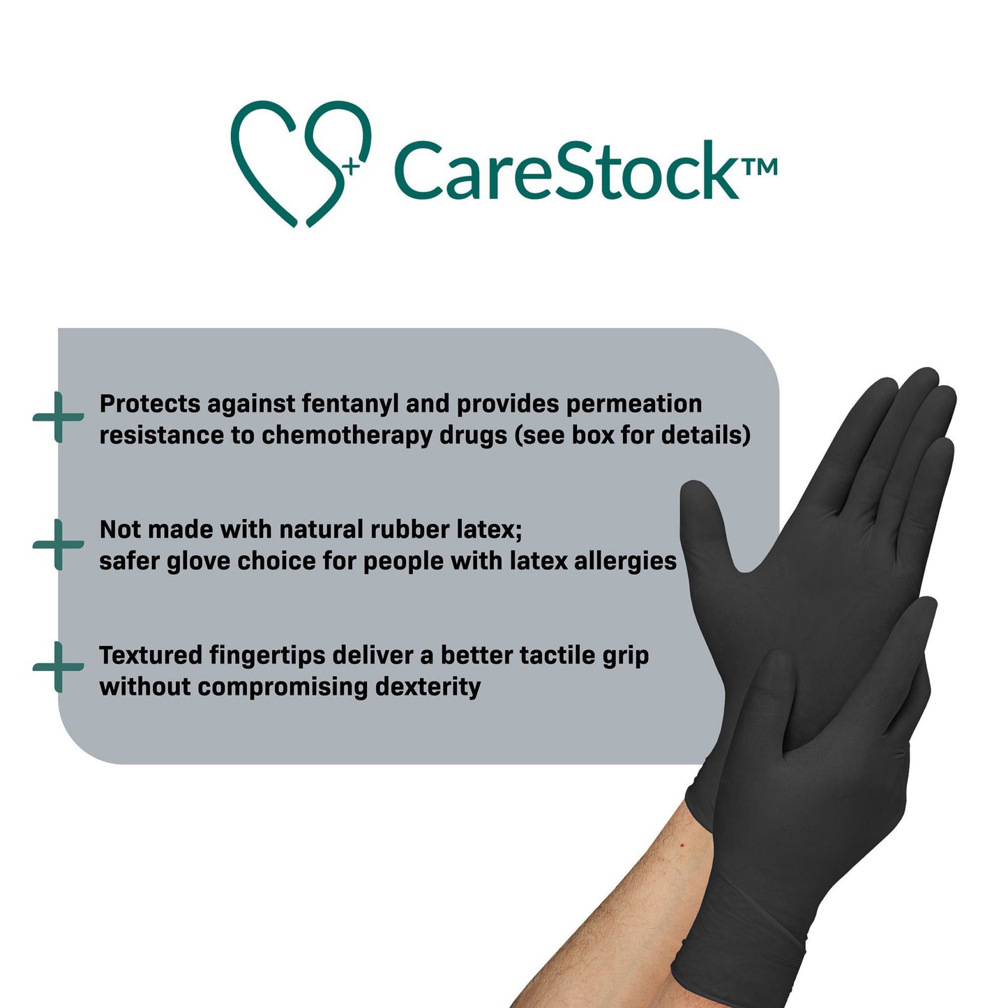 GLOVE, EXAM NTRL LG N/S CHEMO LDC BLK (250/BX 10BX/CS)