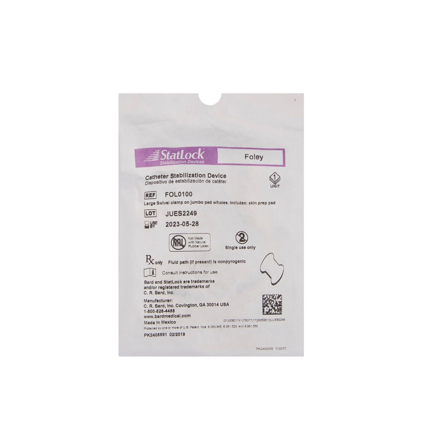 CATH SECURE, STATLOCK FOLEY SWIVEL SIL PET (25/BX) BARD