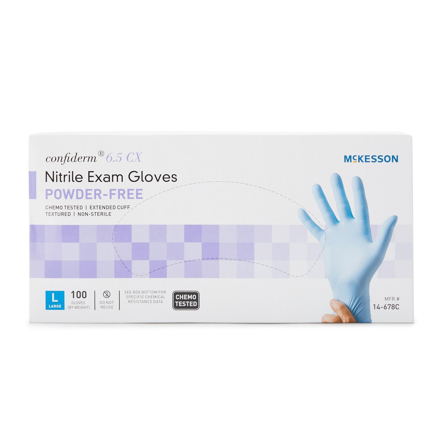GLOVE, EXAM NTRL LG N/S EXTCF CHEMO 6.5CX (100/BX 10BX/CS)